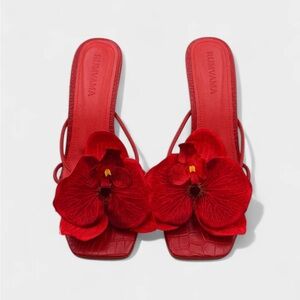 New- red orchid heeled sandals